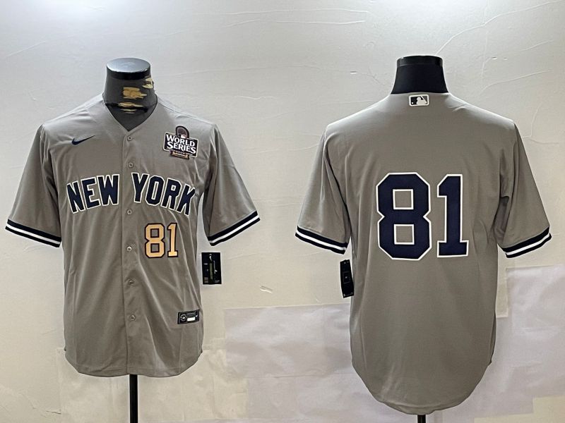 Men New York Yankees #81 No Name Grey Game 2024 Nike MLB Jersey style 10274